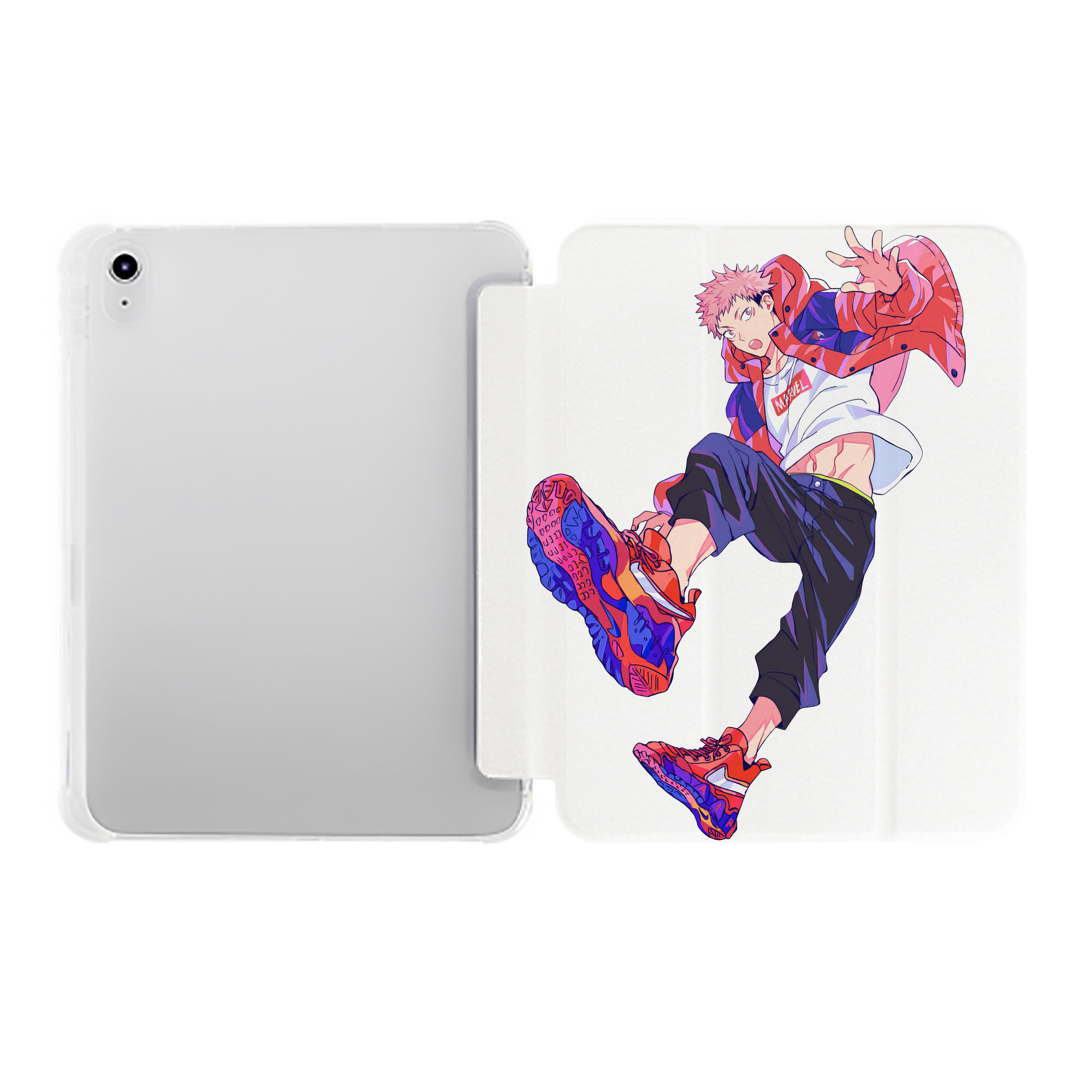 （画像用） 呪術廻戦 Jujutsu Kaisen IPad ケース ペン収納付き 三つ折りスタンド PUレザー×シリコン 対応機種9.5/10.5/10.9インチ